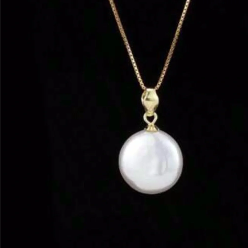 Pearl Button Coin Sterling Silver Necklace - Picture 3 of 8